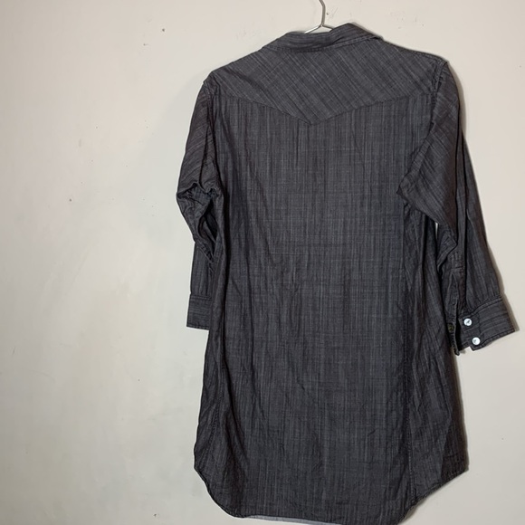 Rag & Bone Grey/Black Denim Western Shirt w Snaps Size 4 - Picture 6 of 7